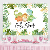 Lofaris Dinosaur Green Forest Boho Baby Shower Backdrop